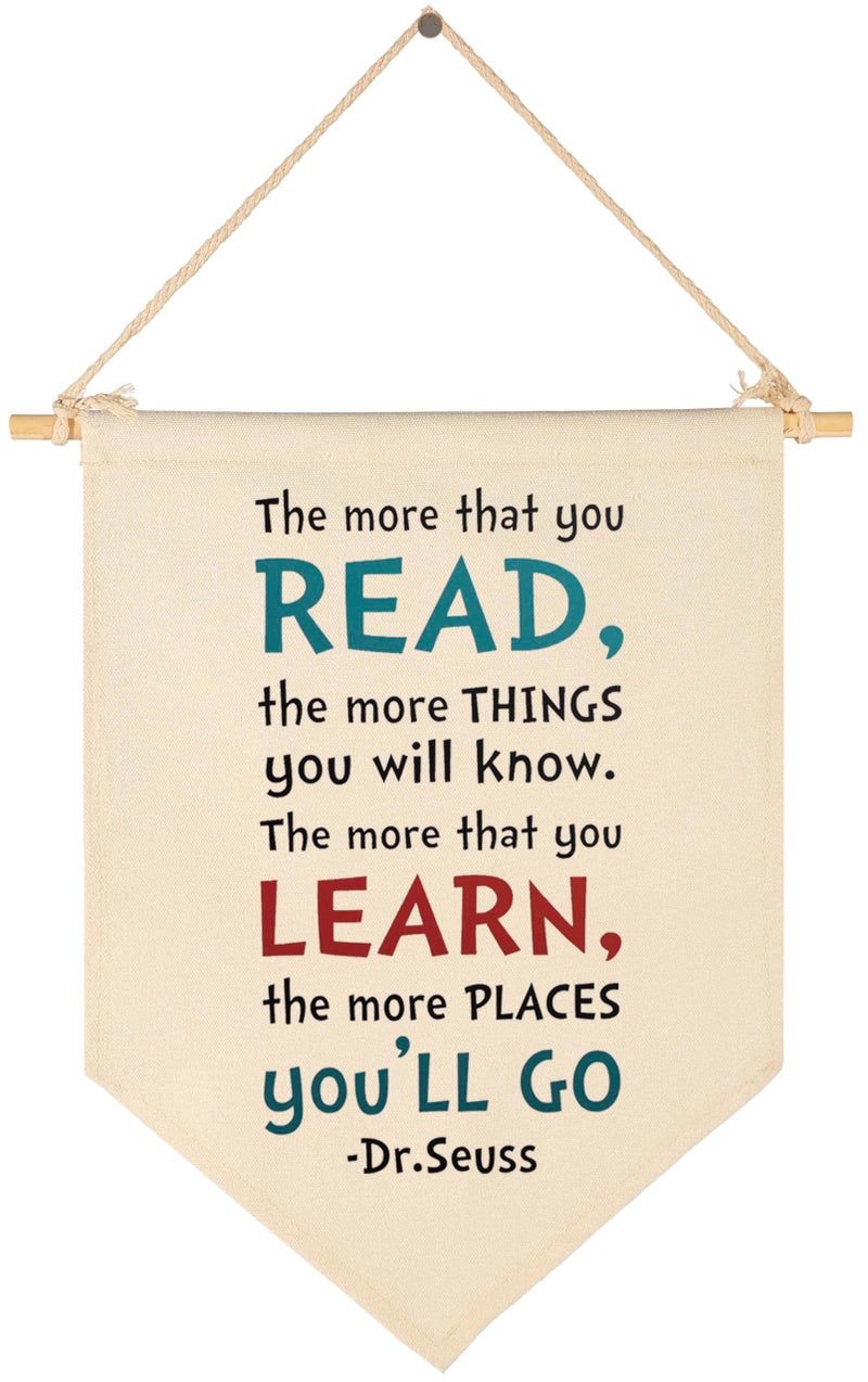 Topthink the More That You Read,the More Things You Will Know,the More That You Learn - Canvas Hanging Flag Banner Wall Sign Decor Gift for Baby Kids Boy Girl Nursery Teen Room Readroom Front Door - Image 1